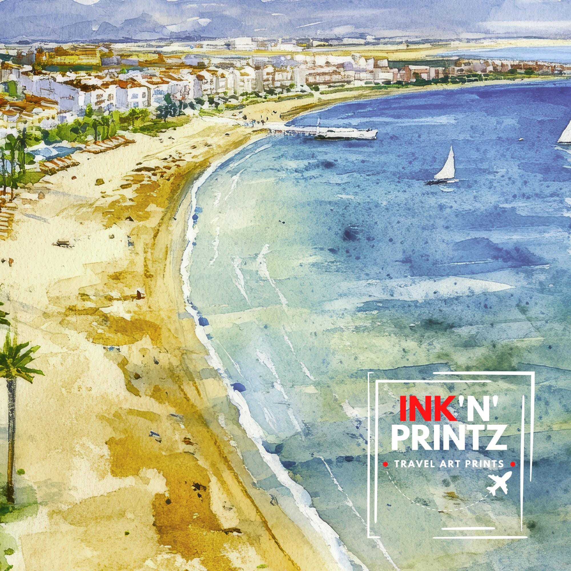 La Manga Spain Watercolour Print Mar Menor Coastal Art Spanish Beach Poster Mediterranean Sea Landscape Murcia Region Travel Wall Decor