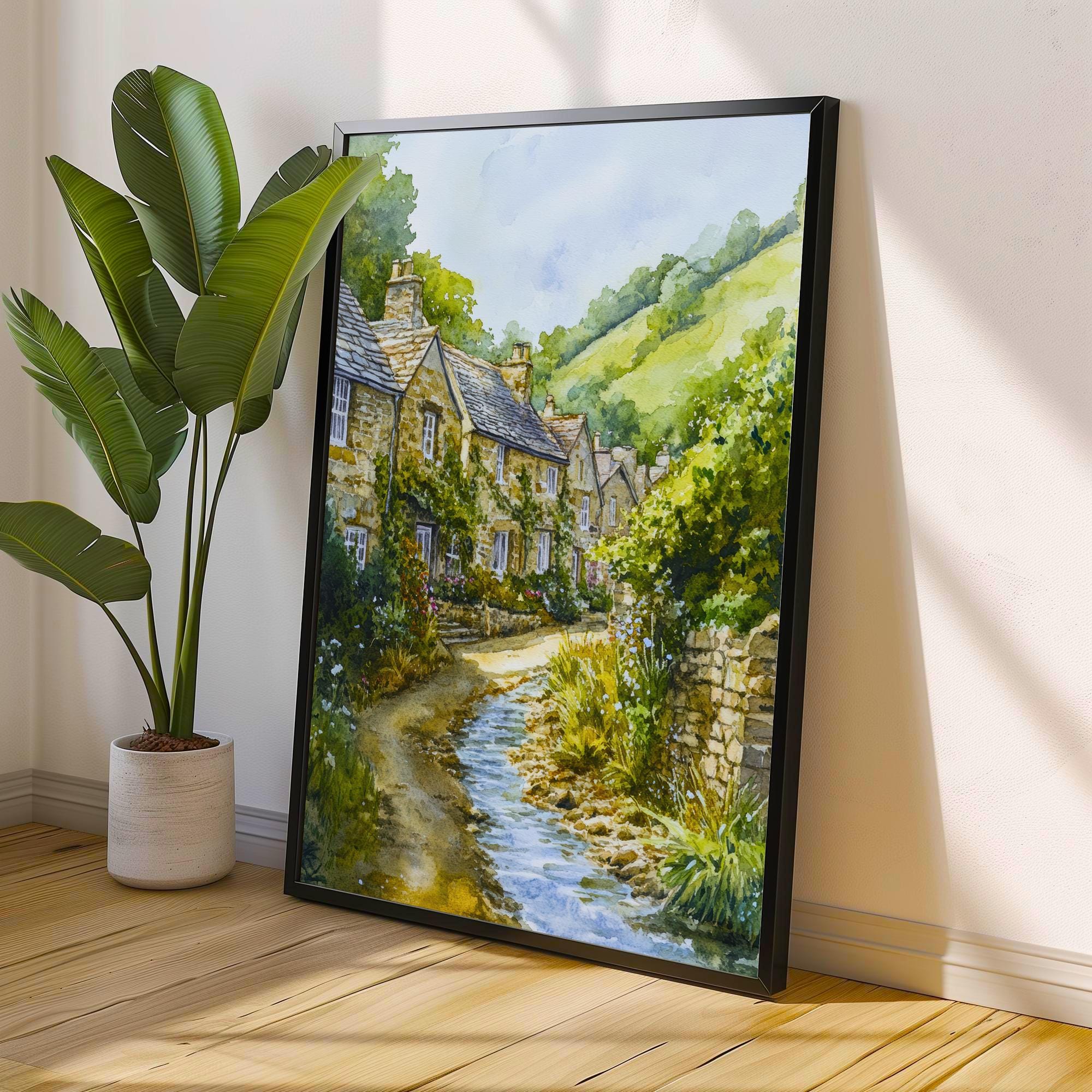 Peak District National Park Watercolour Art Print Derbyshire Landscape UK Hill Walking Travel Poster Rural England Nature Scenery Wall