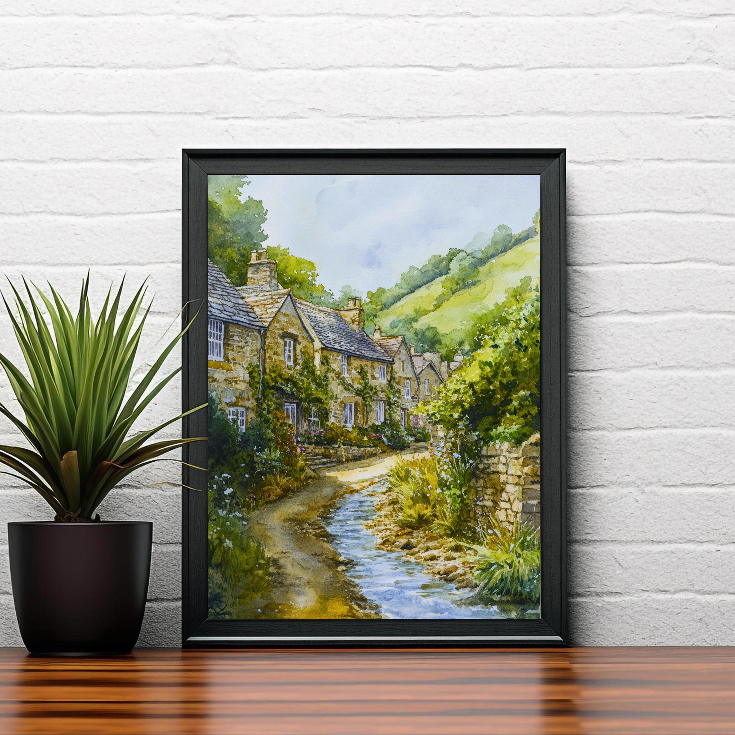Peak District National Park Watercolour Art Print Derbyshire Landscape UK Hill Walking Travel Poster Rural England Nature Scenery Wall