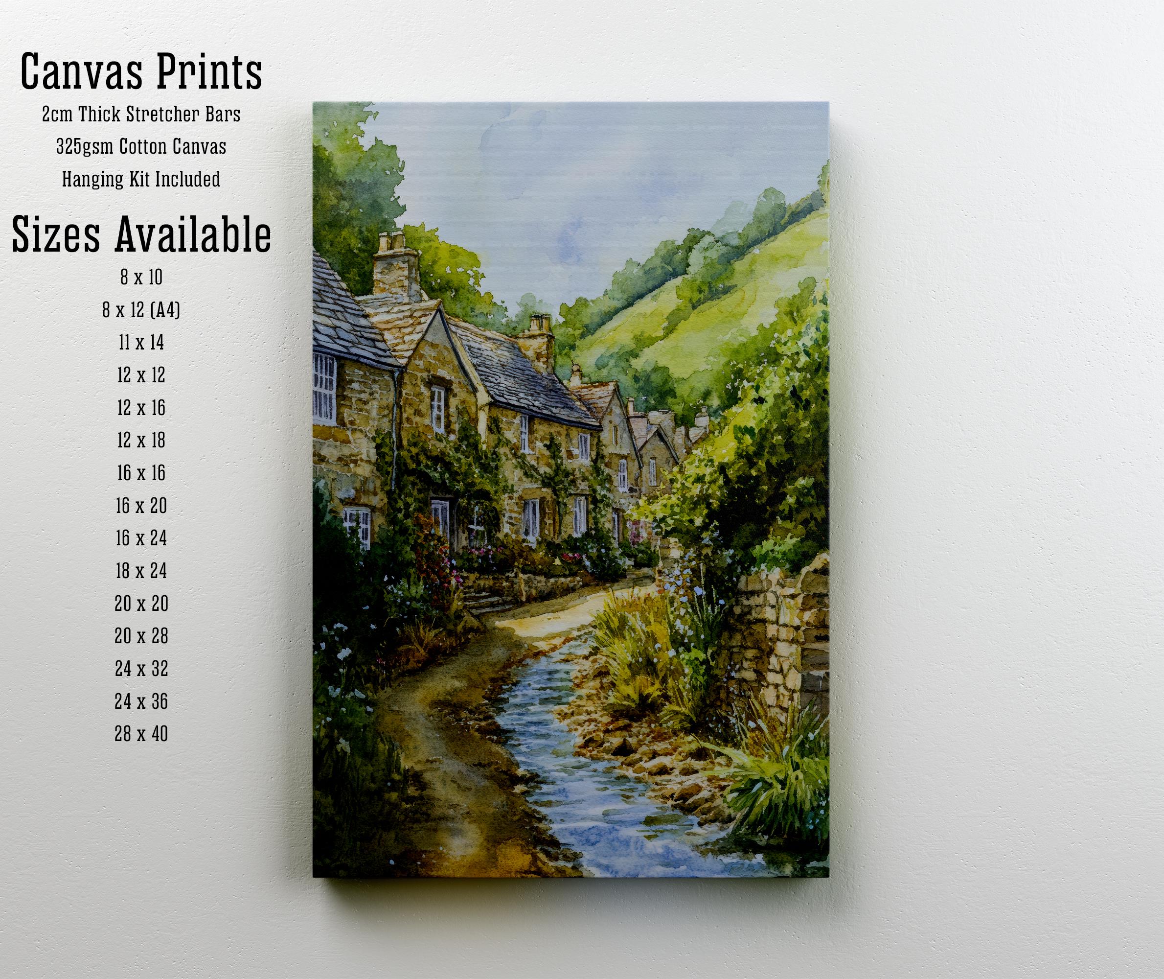 Peak District National Park Watercolour Art Print Derbyshire Landscape UK Hill Walking Travel Poster Rural England Nature Scenery Wall