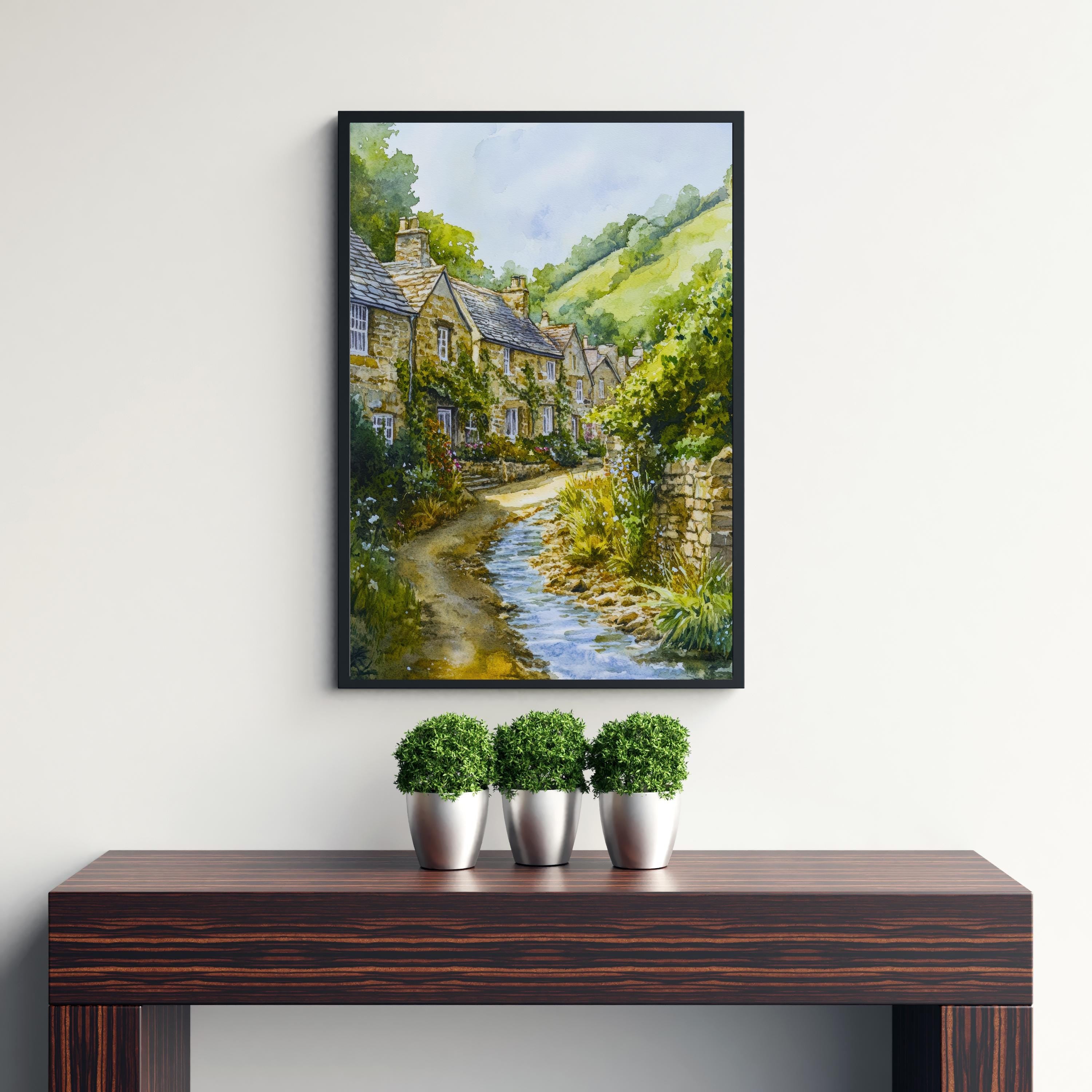 Peak District National Park Watercolour Art Print Derbyshire Landscape UK Hill Walking Travel Poster Rural England Nature Scenery Wall