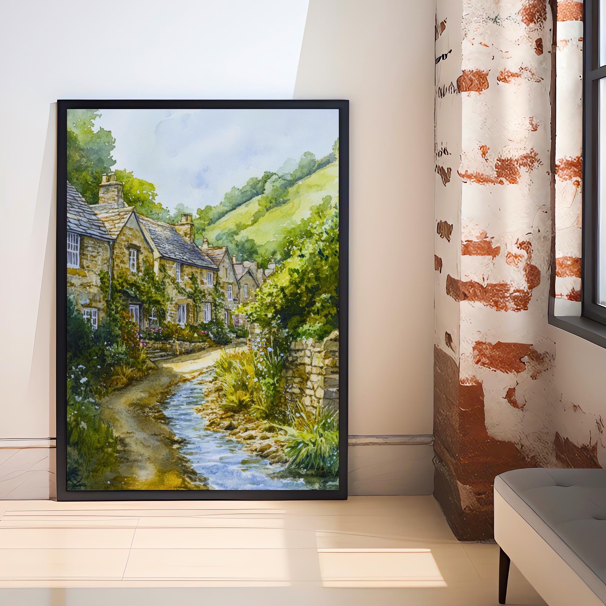 Peak District National Park Watercolour Art Print Derbyshire Landscape UK Hill Walking Travel Poster Rural England Nature Scenery Wall