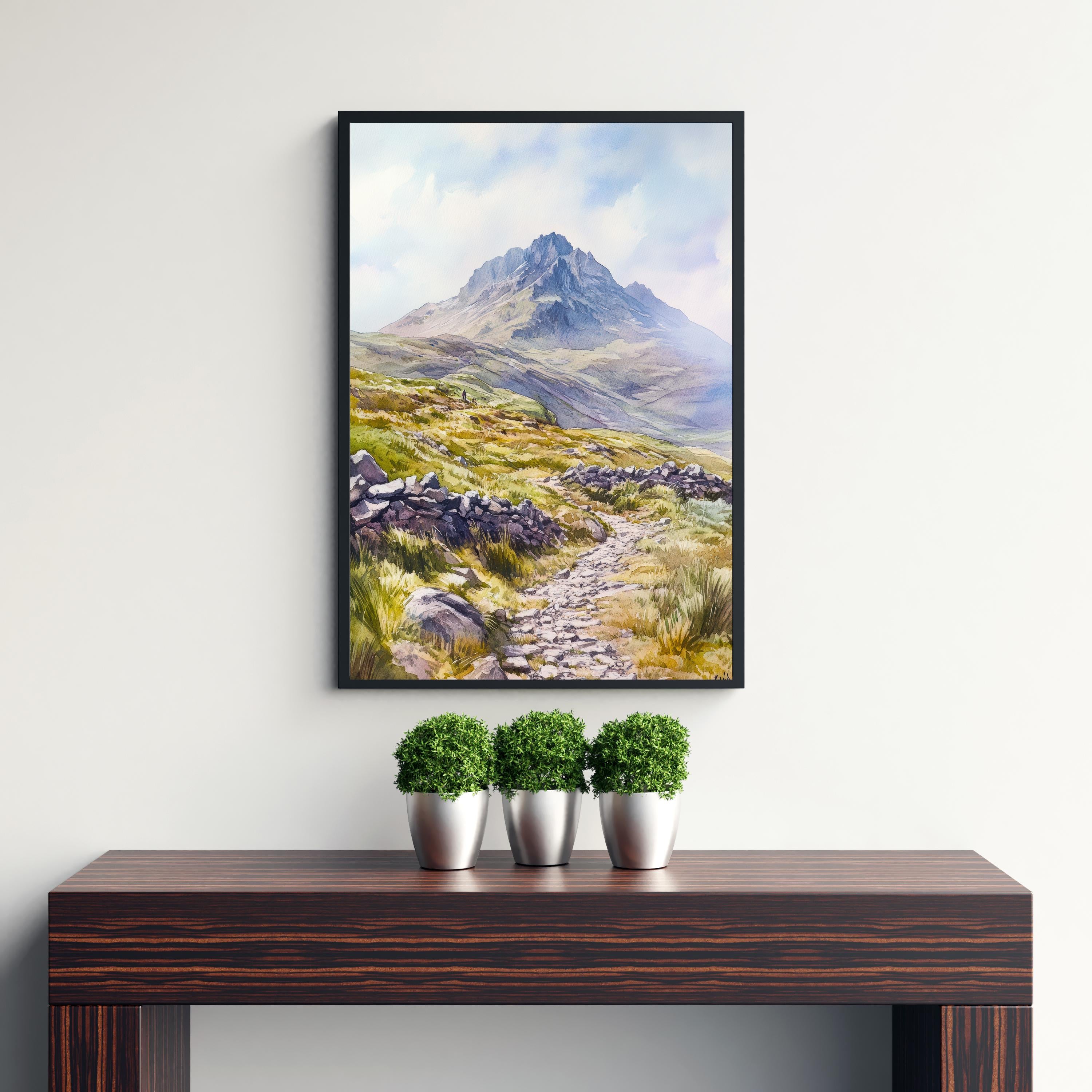 Peak District National Park Watercolour Art Print Derbyshire Landscape UK Hill Walking Travel Poster Rural England Nature Scenery Wall
