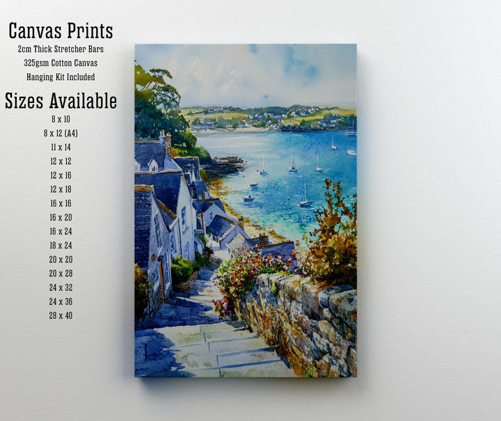 St Mawes Watercolour Poster Print Cornwall Coastal Art Roseland Peninsula Village Fal River Boats Seaside Home Decor Wall Art Gift