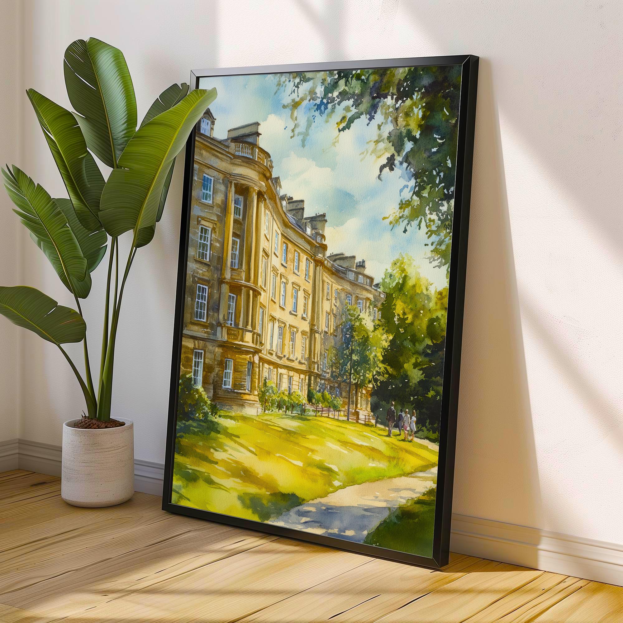Royal Crescent Bath Watercolour Print Georgian Architecture Art John Wood the Younger Jane Austen Home Decor UK Travel Poster