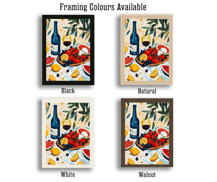 Mediterranean Table Art Print Still Life Painting Coastal Kitchen Wall Art Rustic Fruit And Wine Scene Warm Summer Decor