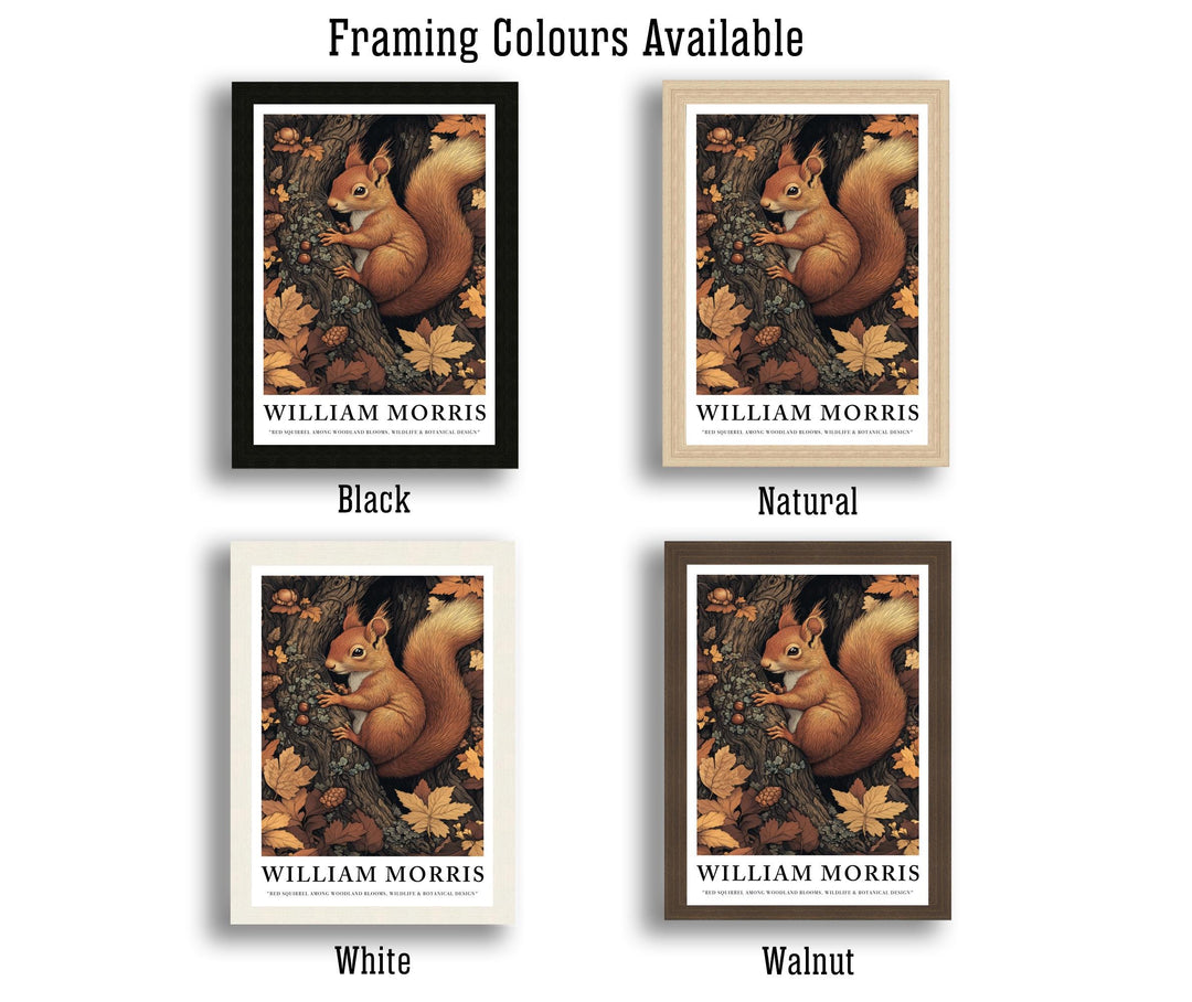 William Morris Red Squirrel Among Woodland Poster Cottagecore Decor Dark Academia Art Vintage Botanical Illustration Rustic Nature Wall Art