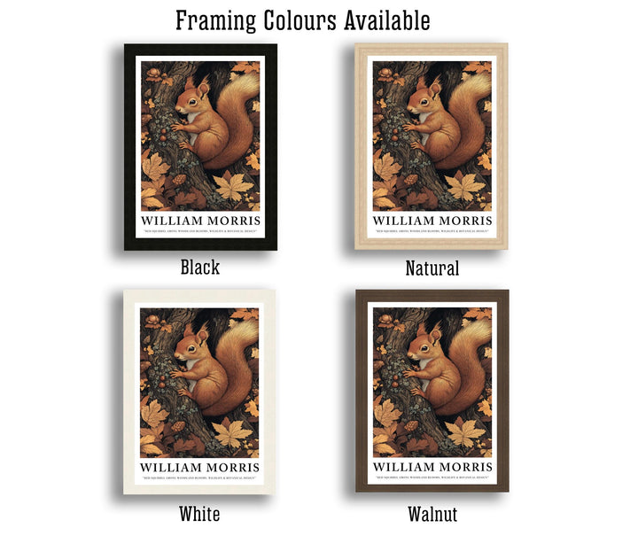 William Morris Red Squirrel Among Woodland Poster Cottagecore Decor Dark Academia Art Vintage Botanical Illustration Rustic Nature Wall Art