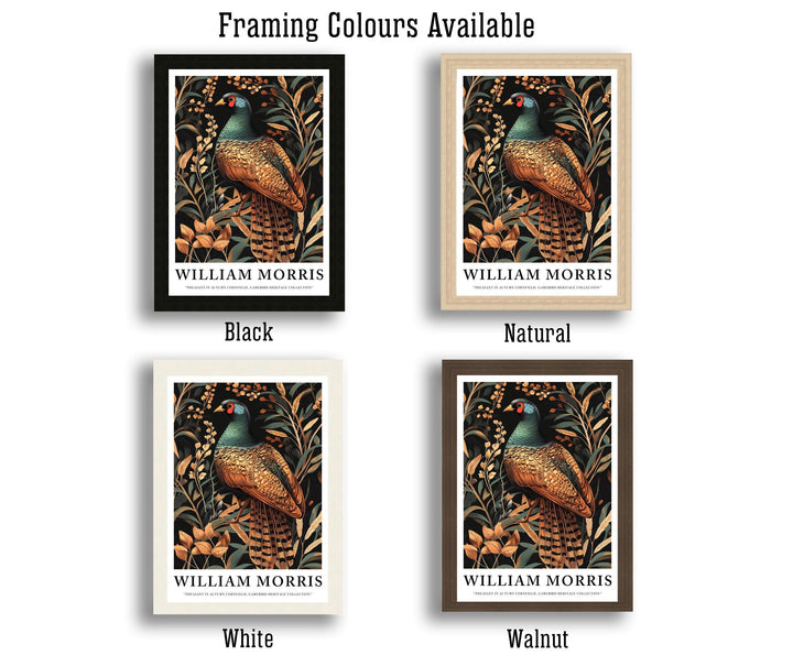 William Morris Pheasant in Corn Field Poster Cottagecore Decor Dark Academia Art Vintage Botanical Illustration Rustic Nature Wall Art