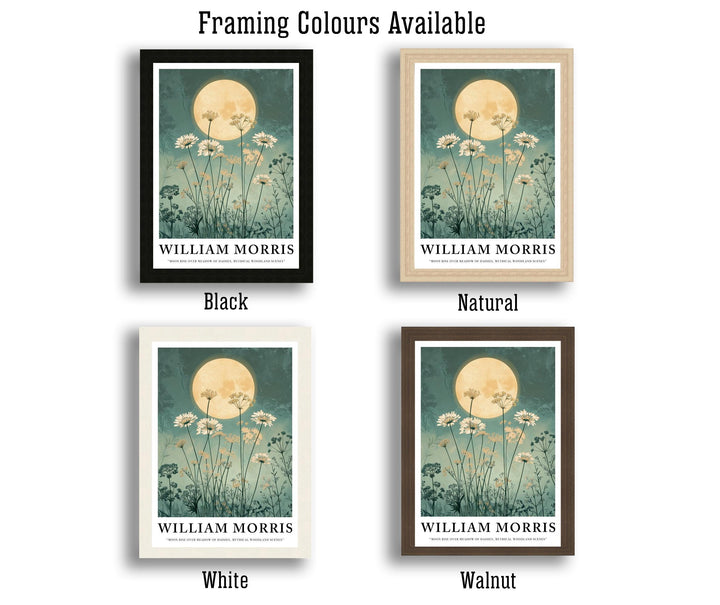 William Morris Moon Rise Over Meadow of Daisies Poster Cottagecore Decor Dark Academia Art Vintage Botanical Illustration Rustic Nature Wall