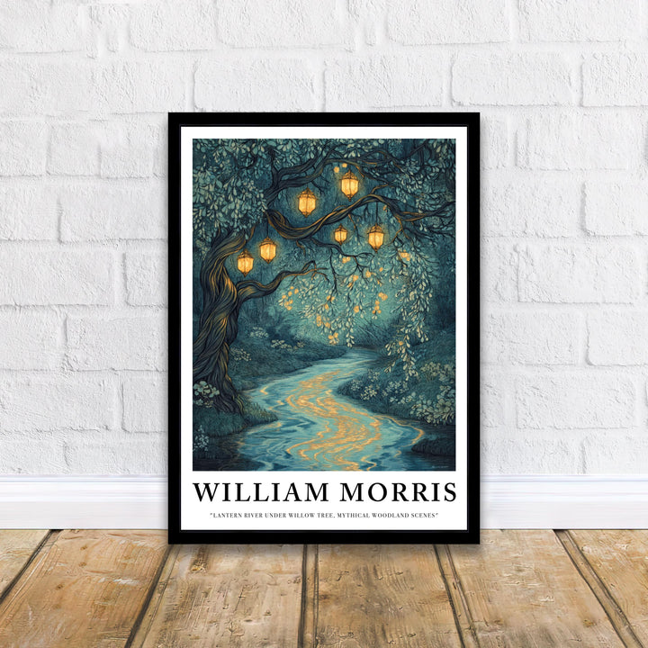 William Morris Lantern River Poster Fairycore Cottagecore Decor Dark Academia Art Vintage Enchanted Illustration Rustic Nature Wall Art