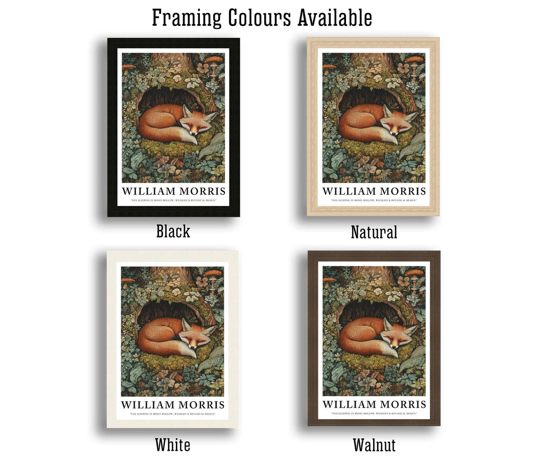 William Morris Fox Sleeping in Mossy Hollow Poster Cottagecore Decor Dark Academia Art Vintage Woodland Illustration Rustic Nature Wall Art