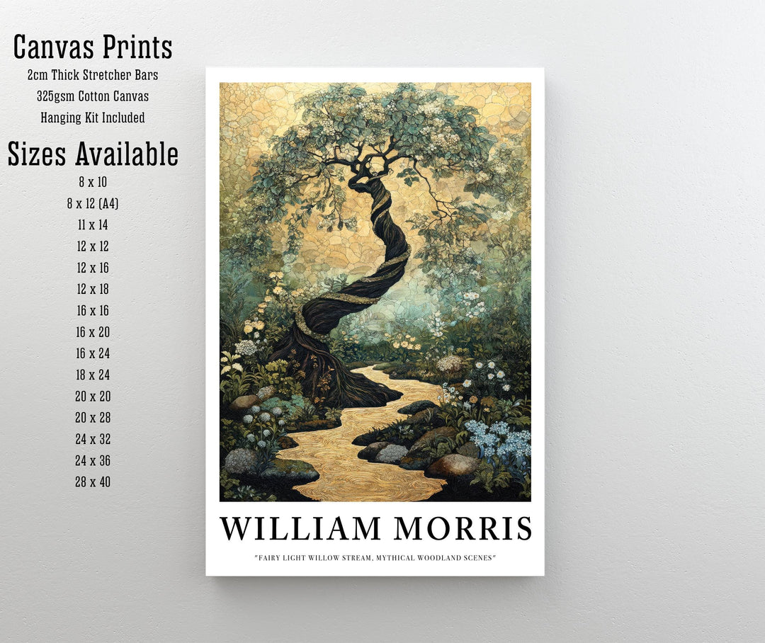 William Morris Fairy Stream Poster Cottagecore Decor Fairycore Art Dark Academia Style Vintage Enchanted Illustration Rustic Nature Wall