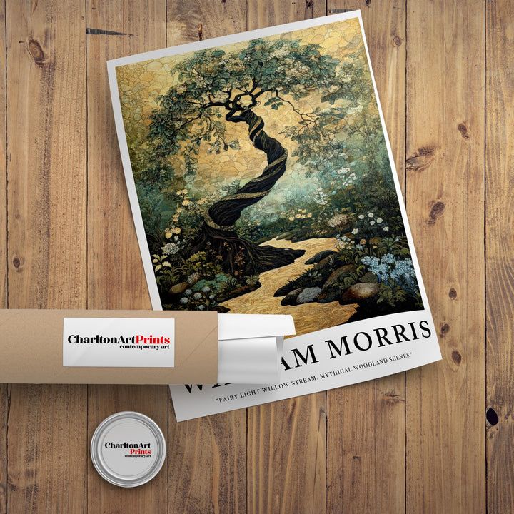 William Morris Fairy Stream Poster Cottagecore Decor Fairycore Art Dark Academia Style Vintage Enchanted Illustration Rustic Nature Wall