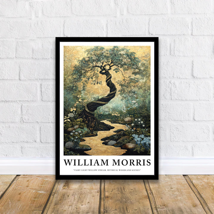William Morris Fairy Stream Poster Cottagecore Decor Fairycore Art Dark Academia Style Vintage Enchanted Illustration Rustic Nature Wall