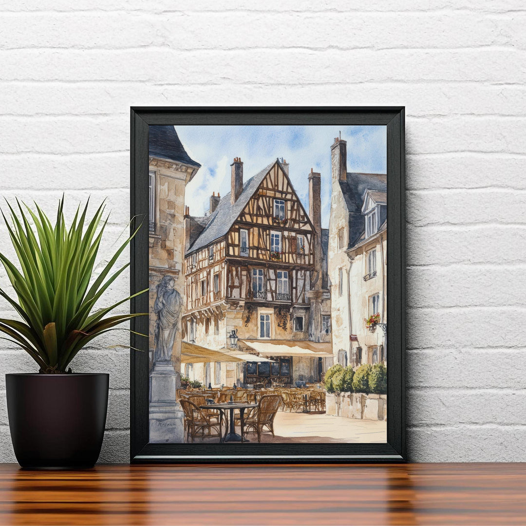 Angers France Watercolor Painting Poster Wall Art Historic City Landscape Print Gift for Europe Lovers and Fans of Scenic French