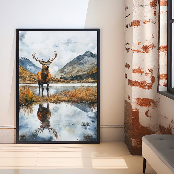 Cairngorms Watercolour Painting Poster Scotland Wall Art Mountain Landscape Print Gift for UK Nature Lovers and Fans of Scenic Scottish