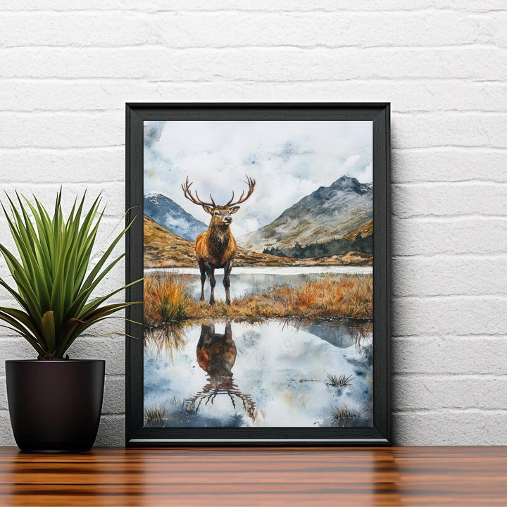 Cairngorms Watercolour Painting Poster Scotland Wall Art Mountain Landscape Print Gift for UK Nature Lovers and Fans of Scenic Scottish