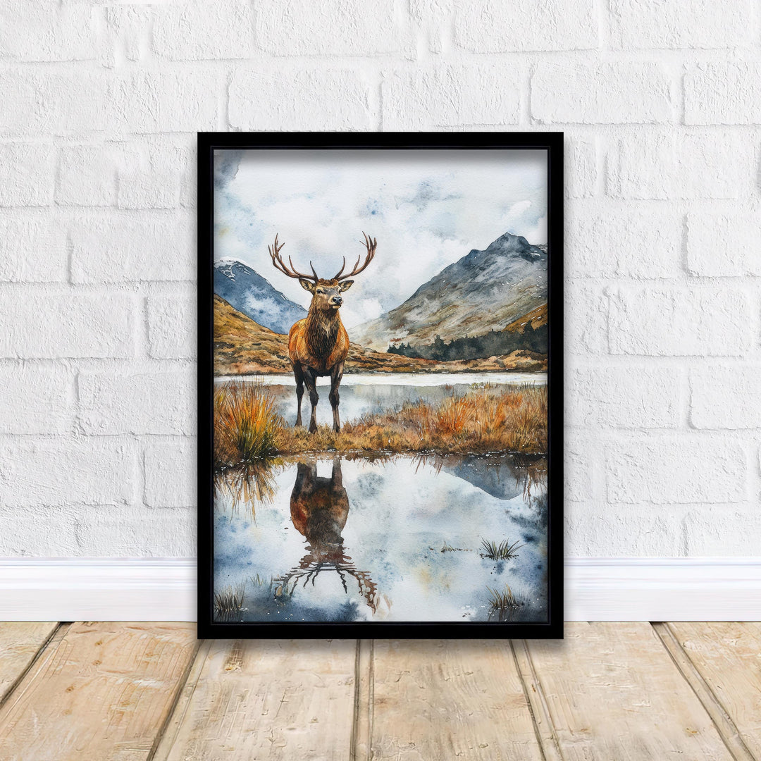Cairngorms Watercolour Painting Poster Scotland Wall Art Mountain Landscape Print Gift for UK Nature Lovers and Fans of Scenic Scottish