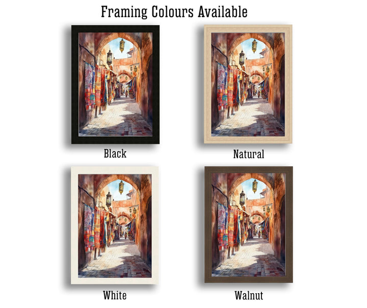 Marrakesh Watercolour Painting Poster Morocco Wall Art City Landscape Print Gift for Africa Lovers and Fans of Scenic Moroccan Architecture