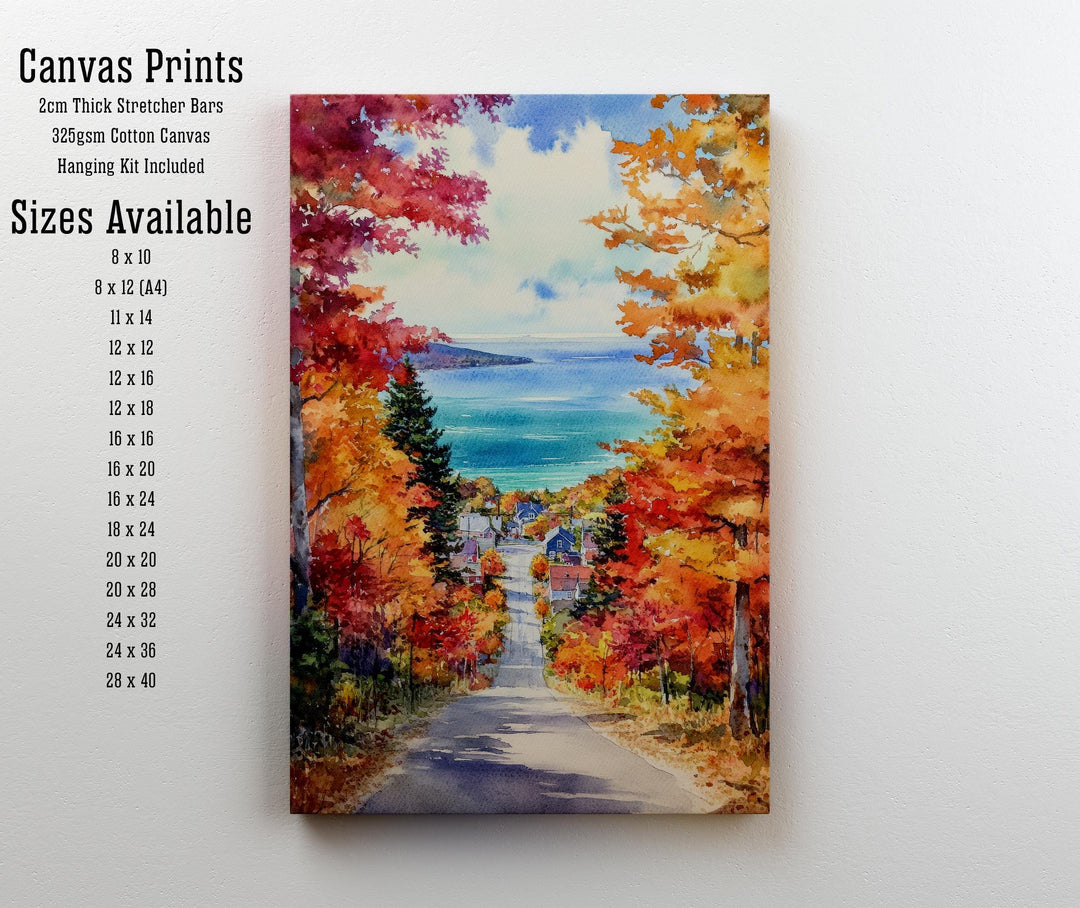 Michigan Watercolour Painting Poster USA Wall Art Great Lakes Landscape Print Gift for American Travel Lovers and Fans of Scenic Midwestern