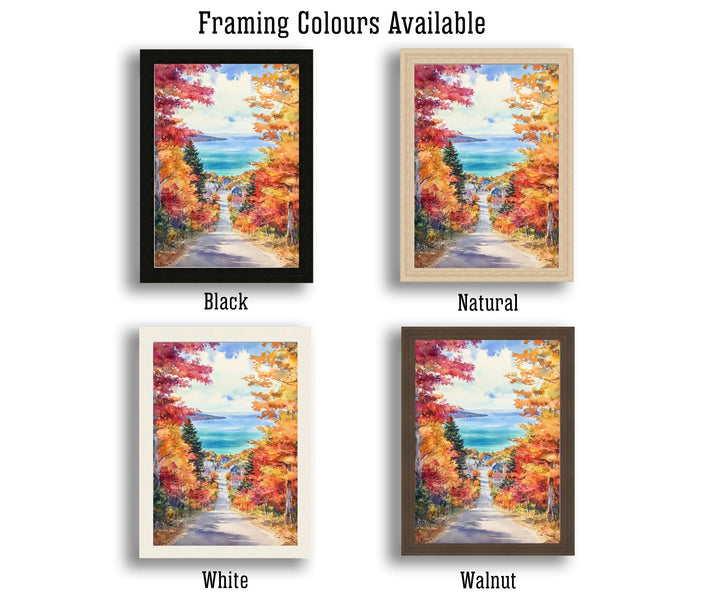 Michigan Watercolour Painting Poster USA Wall Art Great Lakes Landscape Print Gift for American Travel Lovers and Fans of Scenic Midwestern