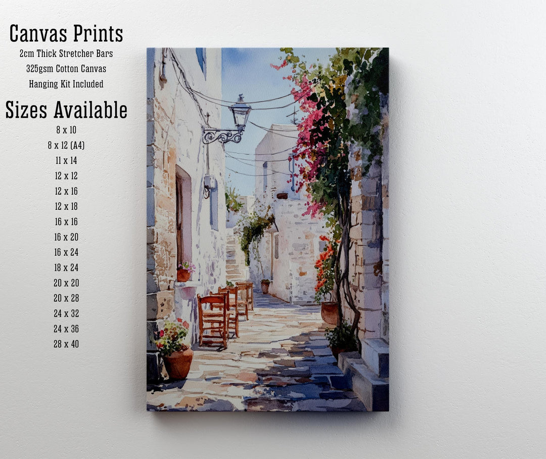 Naxos Greece Watercolor Painting Poster Wall Art Coastal Island Scene Print Gift for Europe Lovers and Fans of Scenic Greek Mediterranean