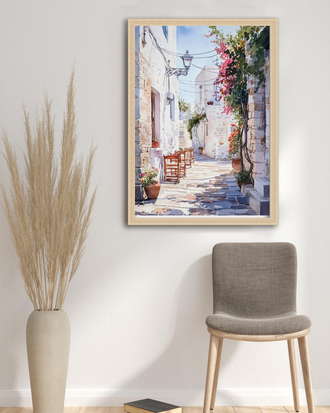 Naxos Greece Watercolor Painting Poster Wall Art Coastal Island Scene Print Gift for Europe Lovers and Fans of Scenic Greek Mediterranean