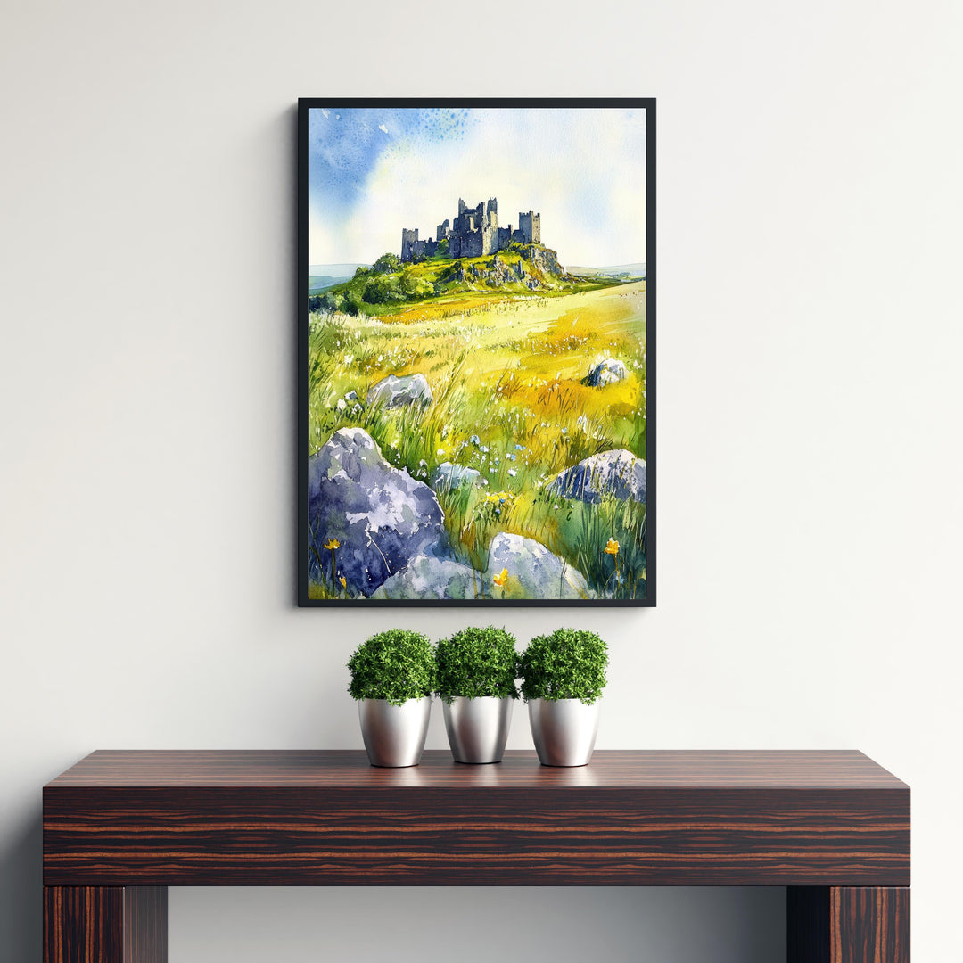 Rock of Cashel Ireland Watercolor Painting Poster Wall Art Historic Landmark Print Gift for Europe Lovers and Fans of Scenic Irish