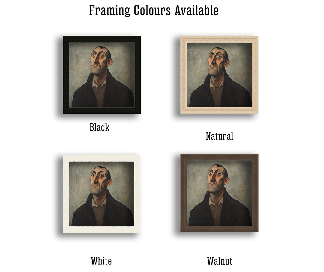 Man With Thoughtful Expression Art Print Modern Naive Portrait Wall Art Heritage Collection Painting Contemporary Figurative Decor