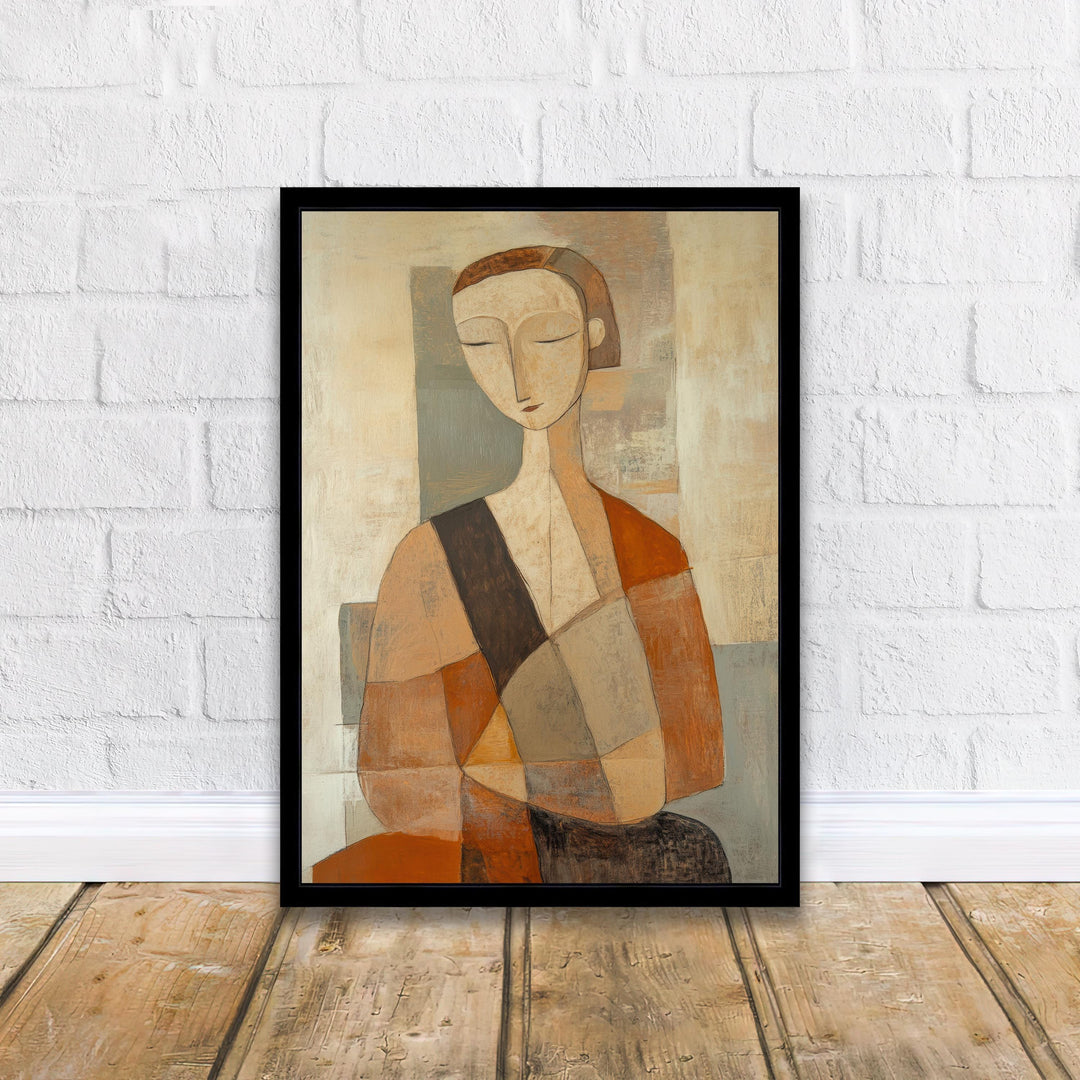 Abstract Seated Woman Art Print Modern Figurative Wall Art Minimalist Painting Earth Tone Home Decor Heritage Canvas Collection