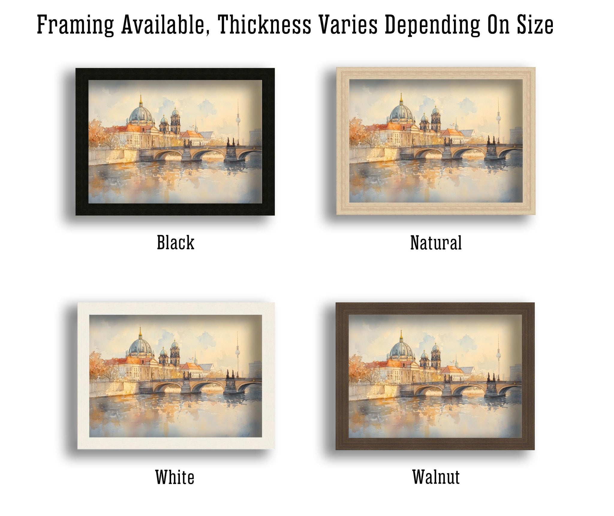 Berlin Germany Watercolor Painting Berlin Skyline Art Berlin Print Scenic Cityscape Decor