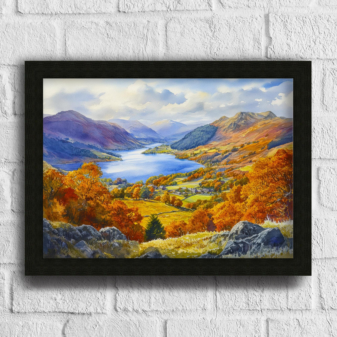 Grasmere Watercolour Painting Poster Lake District England Wall Art Countryside Landscape Print Gift for UK Nature Lovers