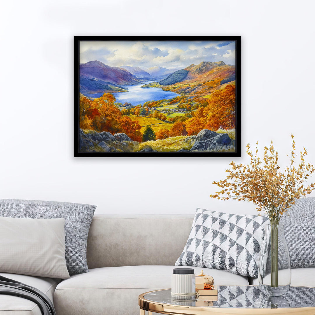 Grasmere Watercolour Painting Poster Lake District England Wall Art Countryside Landscape Print Gift for UK Nature Lovers