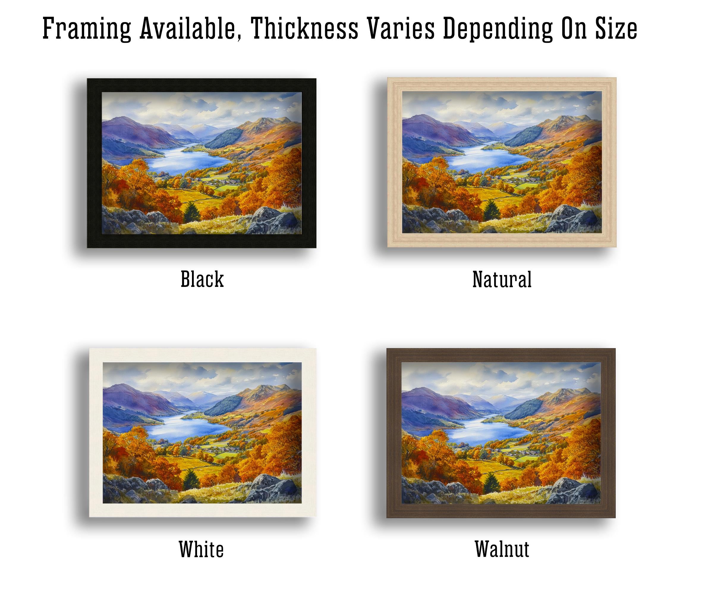 Grasmere Watercolour Painting Poster Lake District England Wall Art Countryside Landscape Print Gift for UK Nature Lovers