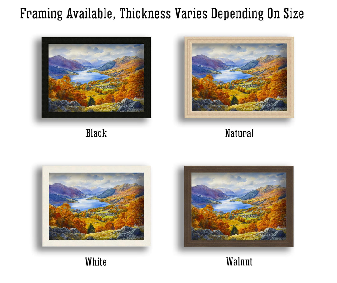 Grasmere Watercolour Painting Poster Lake District England Wall Art Countryside Landscape Print Gift for UK Nature Lovers
