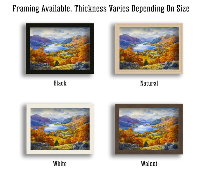 Grasmere Watercolour Painting Poster Lake District England Wall Art Countryside Landscape Print Gift for UK Nature Lovers