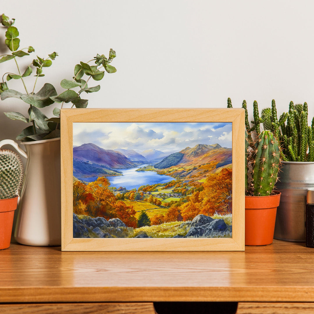 Grasmere Watercolour Painting Poster Lake District England Wall Art Countryside Landscape Print Gift for UK Nature Lovers