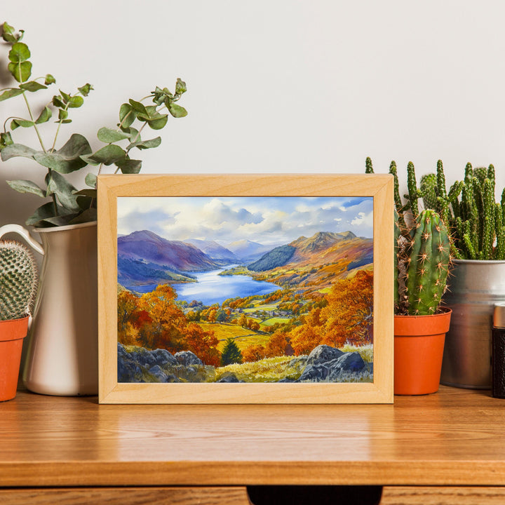Grasmere Watercolour Painting Poster Lake District England Wall Art Countryside Landscape Print Gift for UK Nature Lovers