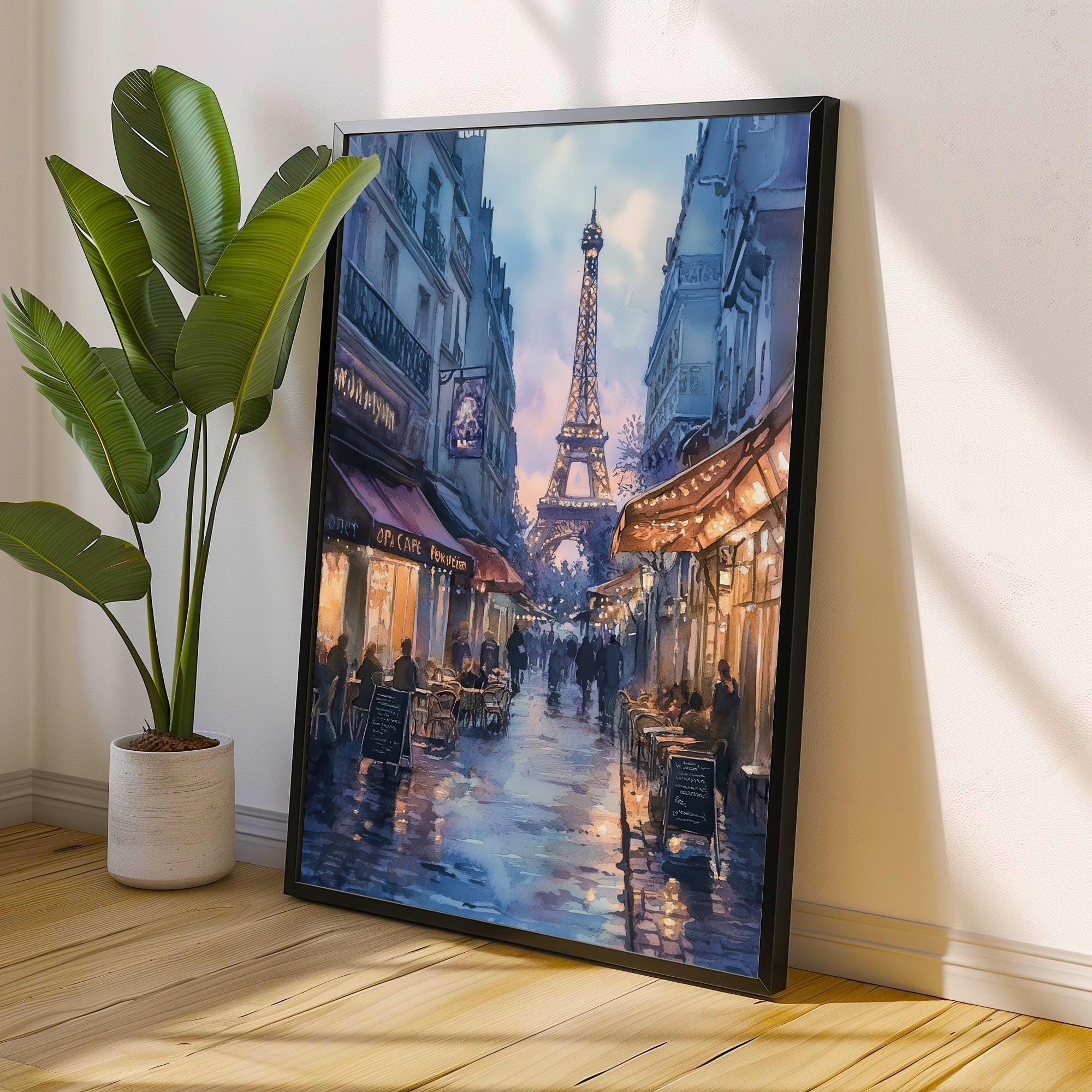 Paris Watercolour Painting Poster France Wall Art City Landscape Print Gift for Europe Lovers and Fans of Scenic French Architecture