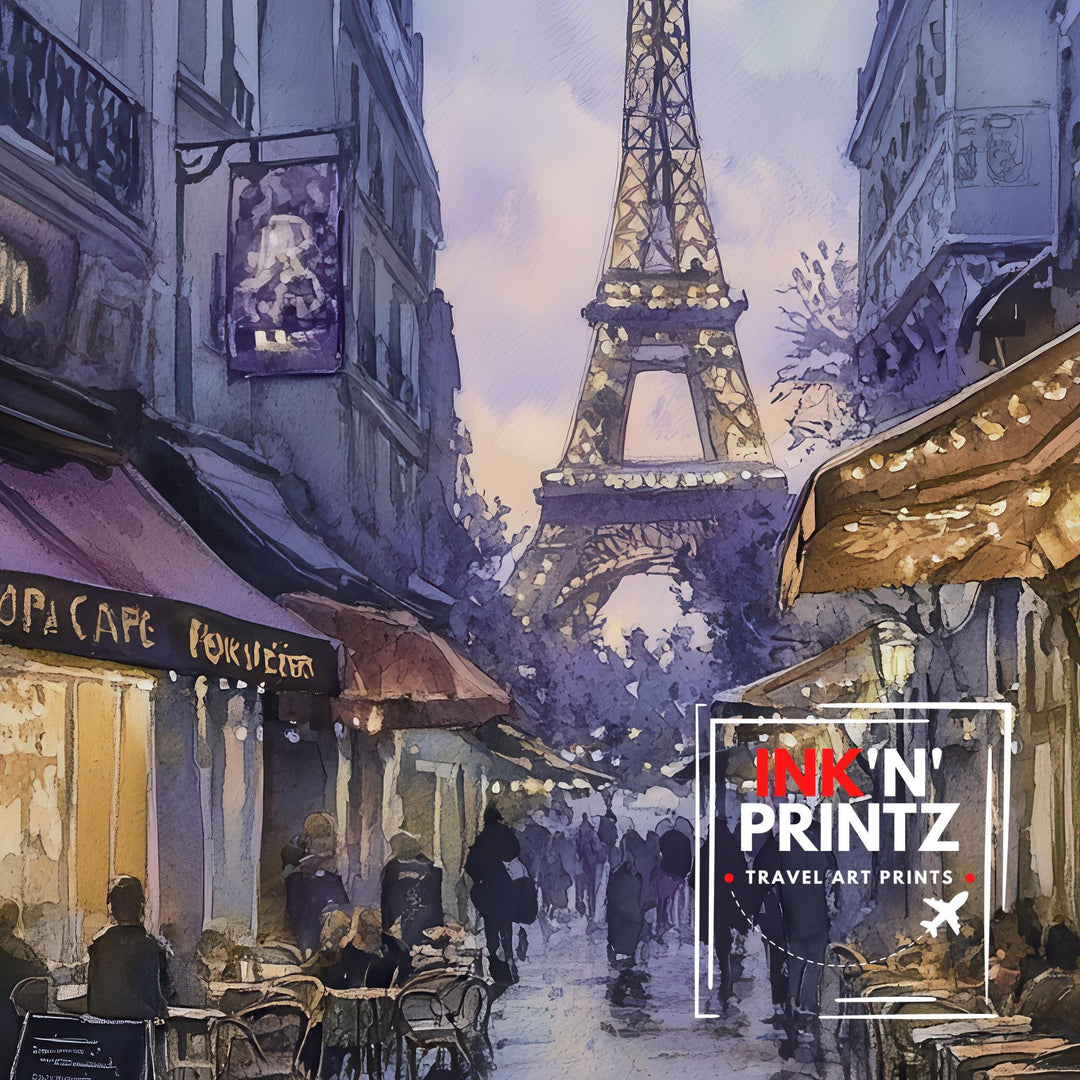 Paris Watercolour Painting Poster France Wall Art City Landscape Print Gift for Europe Lovers and Fans of Scenic French Architecture