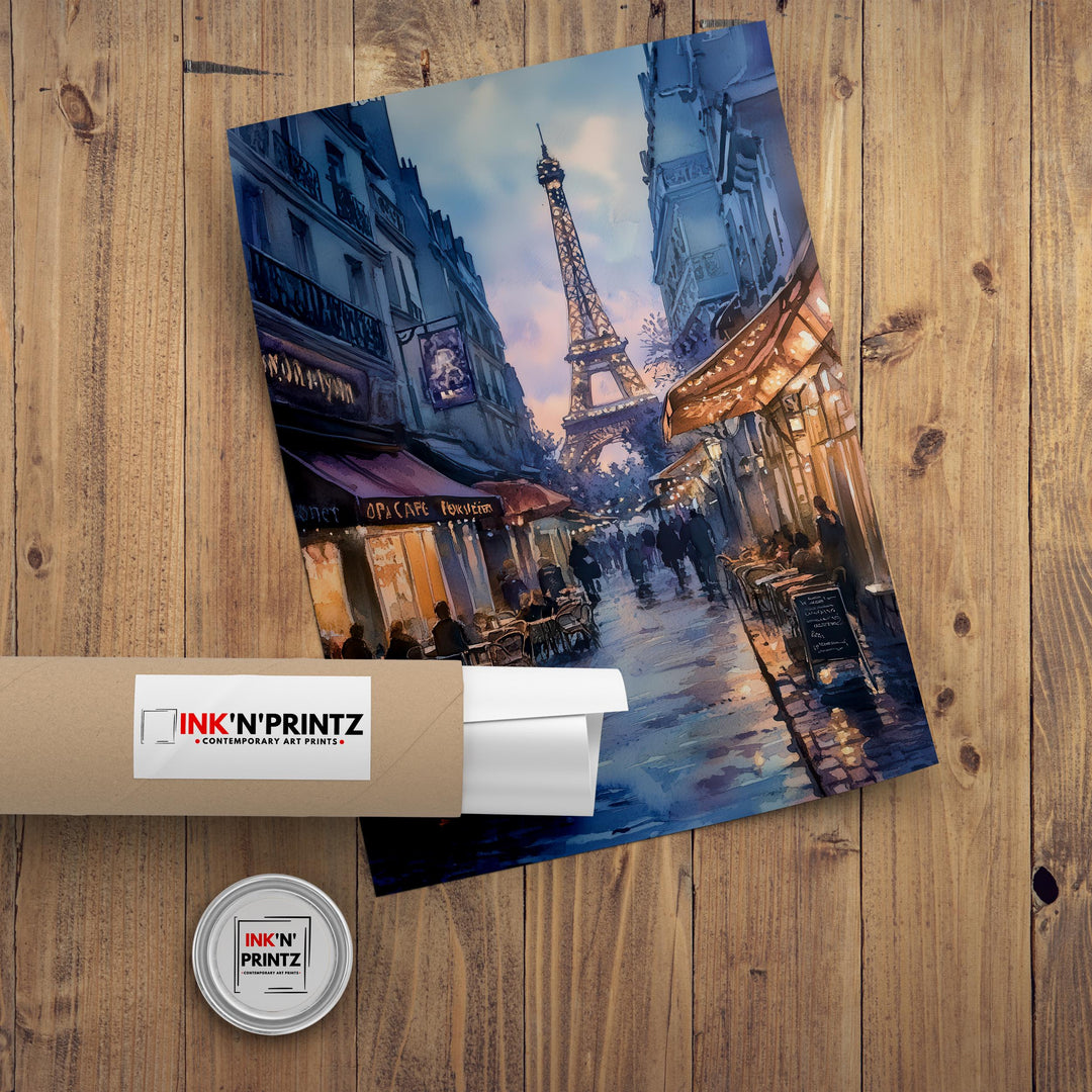 Paris Watercolour Painting Poster France Wall Art City Landscape Print Gift for Europe Lovers and Fans of Scenic French Architecture
