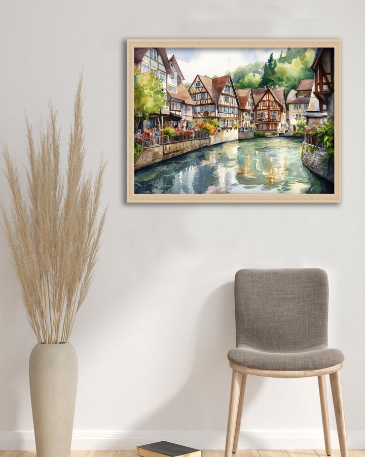 Black Forest Watercolor Painting Poster Germany Wall Art Mountain Landscape Print Gift for Europe Travel Lovers and Fans of Scenic German