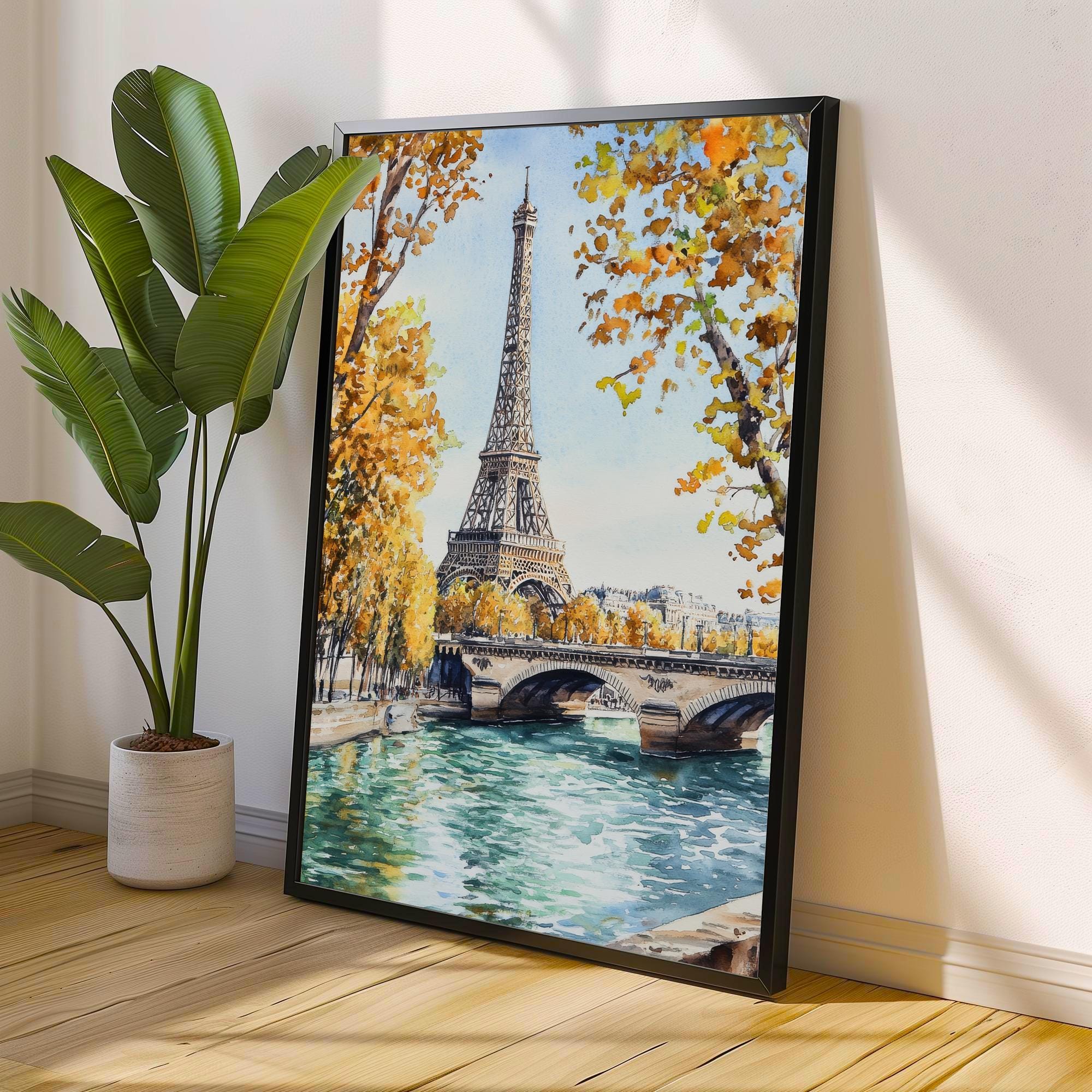 Paris Watercolour Painting Poster France Wall Art City Landscape Print Gift for Europe Lovers and Fans of Scenic French Architecture