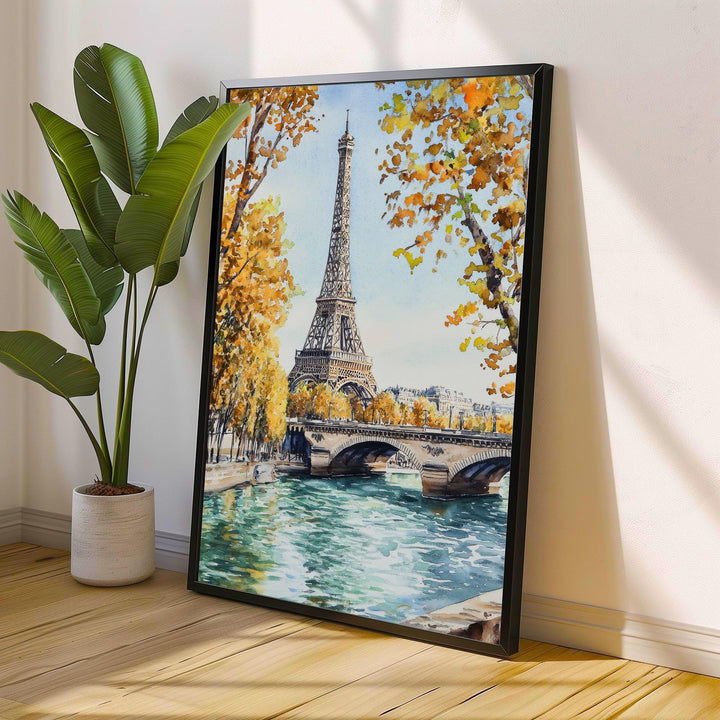 Paris Watercolour Painting Poster France Wall Art City Landscape Print Gift for Europe Lovers and Fans of Scenic French Architecture