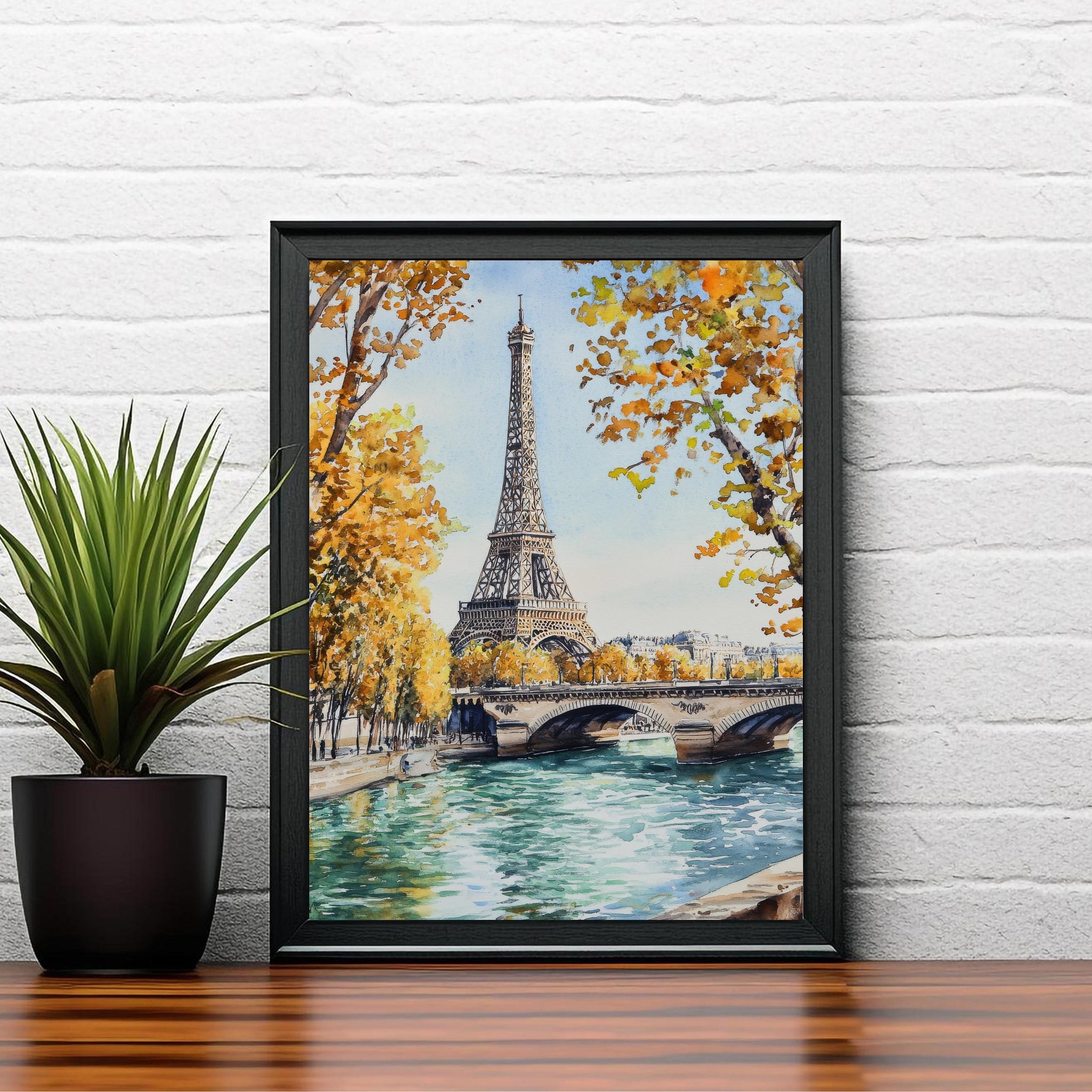 Paris Watercolour Painting Poster France Wall Art City Landscape Print Gift for Europe Lovers and Fans of Scenic French Architecture