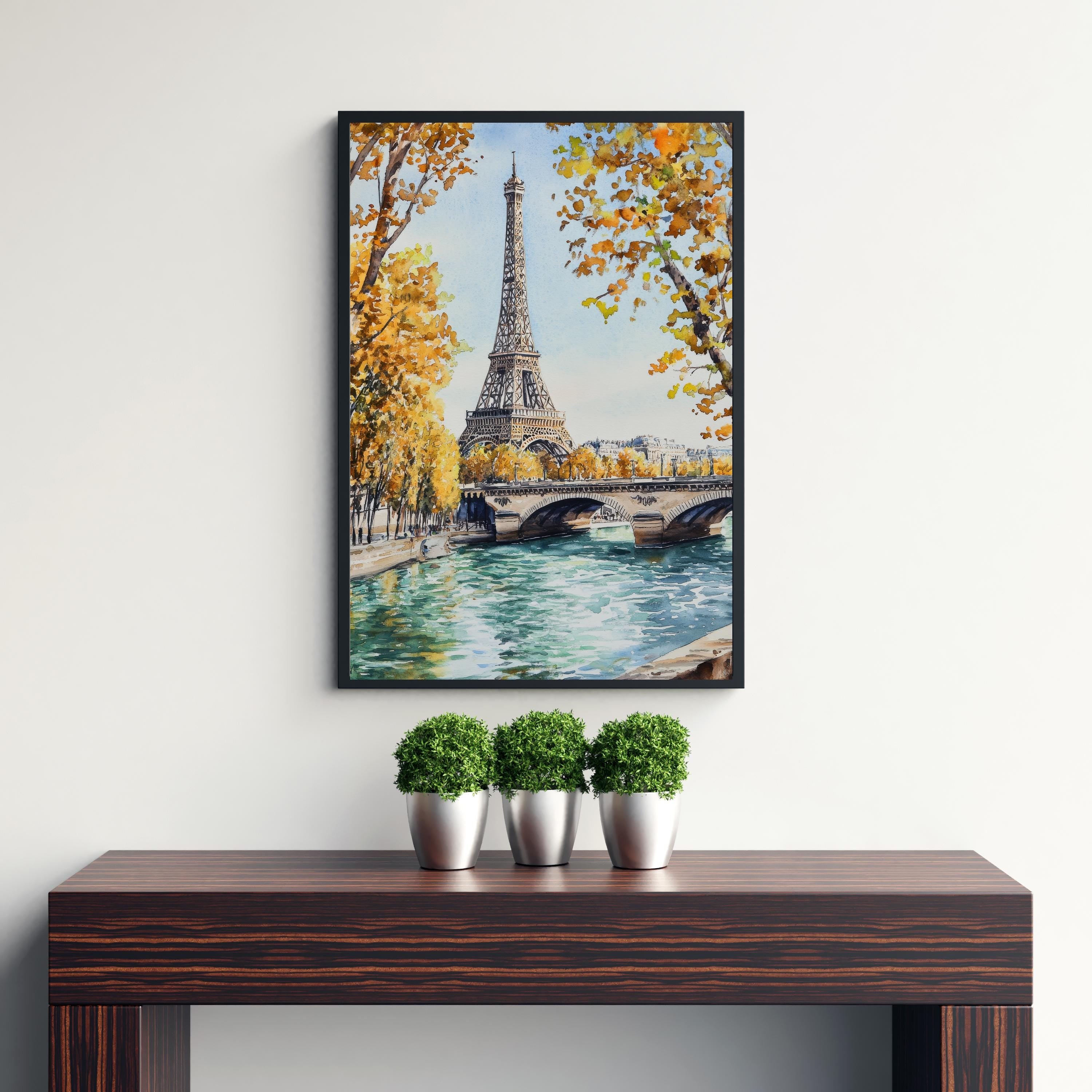 Paris Watercolour Painting Poster France Wall Art City Landscape Print Gift for Europe Lovers and Fans of Scenic French Architecture
