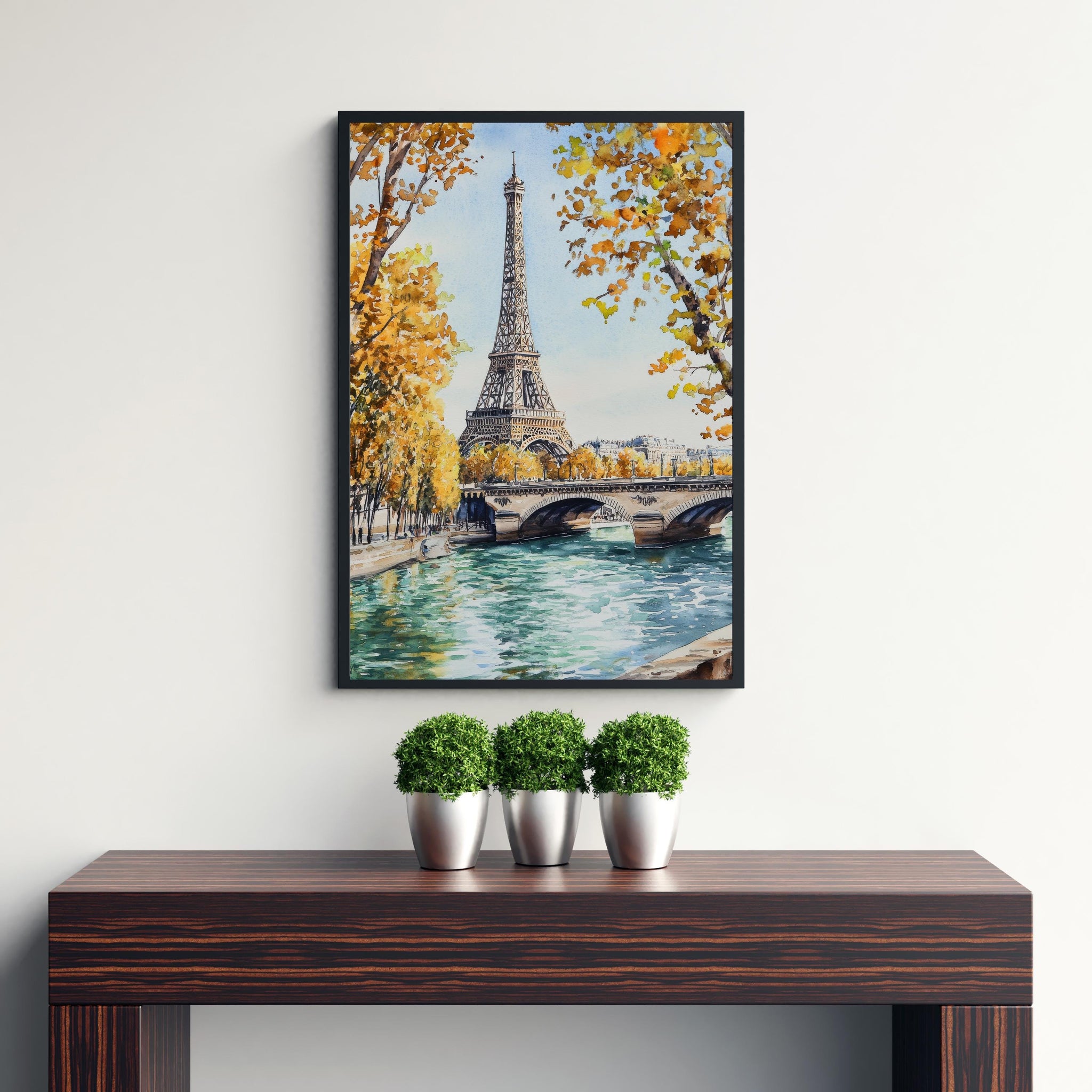 Paris Watercolour Painting Poster France Wall Art City Landscape Print Gift for Europe Lovers and Fans of Scenic French Architecture