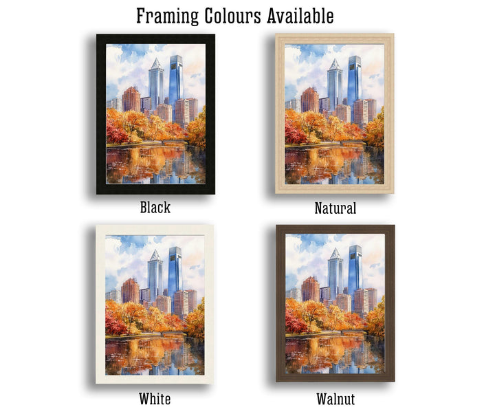 Philadelphia Watercolour Painting Poster USA Wall Art City Skyline Landscape Print Gift for American Travel Lovers and Fans of Scenic
