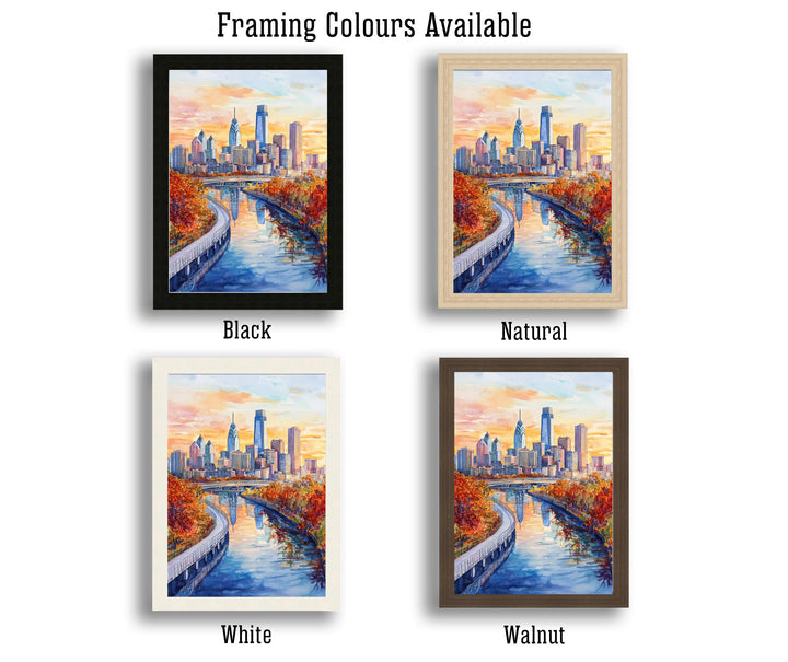 Philadelphia Watercolour Painting Poster USA Wall Art City Skyline Landscape Print Gift for American Travel Lovers and Fans of Scenic